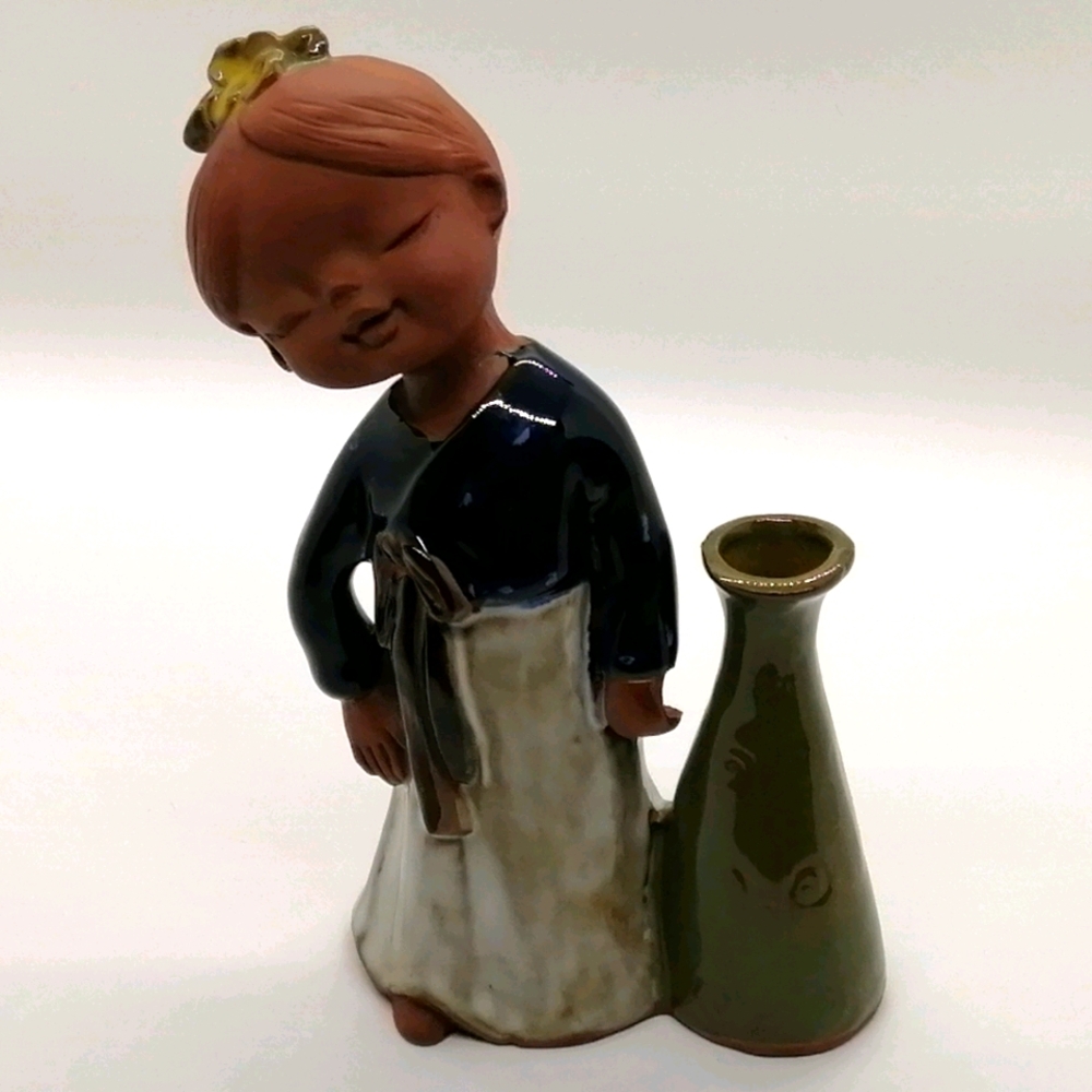 VTG Japanese Girl Figurine with Bud Vase